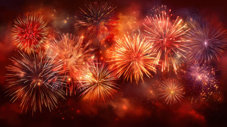 Breathtaking fireworks display lights up the night sky with a stunning array of colors and patterns, perfect for celebrations and events.の素材