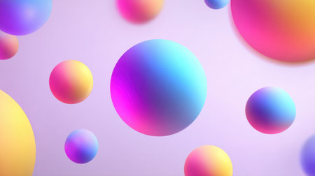 A stunning composition of colorful floating spheres against a soft gradient background, creating an engaging and modern abstract design.の素材