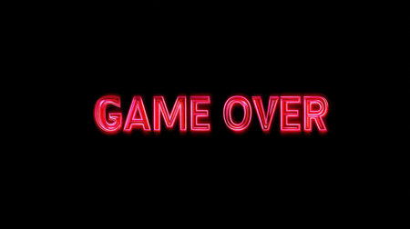 This vibrant neon sign features the phrase "Game Over," set against a black background. Perfect for conveying themes of defeat or challenges in gaming or life.の素材