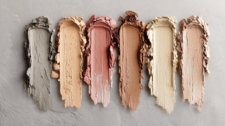 A stunning array of creamy textures showcases a diverse color palette on a neutral background. Ideal for artists and designers seeking inspiration for modern and elegant compositions.の素材