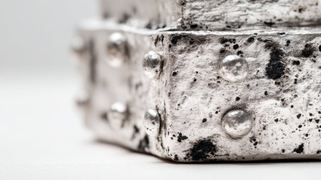 This close-up image showcases a textured silver surface, featuring bumps and mottled finishes, emphasizing the quality of handcrafted metalwork.の素材