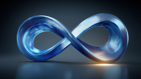 This abstract blue infinity symbol sculpture captures the essence of continuity and limitless potential, making it perfect for modern art enthusiasts.の素材