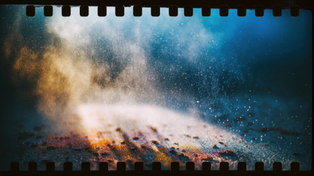 A mesmerizing abstract image showcasing colorful dust particles swirling gracefully, creating a dreamlike atmosphere with enchanting light effects.の素材