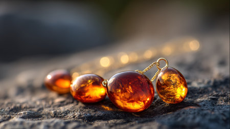 This stunning amber gemstone necklace showcases elegant design and warm tones, perfect for fashion enthusiasts seeking unique accessories.の素材