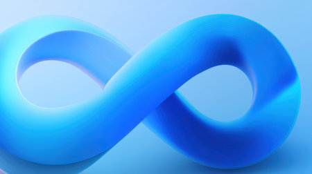 Stunning abstract representation of an infinity symbol in soft blue tones creates a sense of continuity and elegance. Ideal for creative projects.の素材