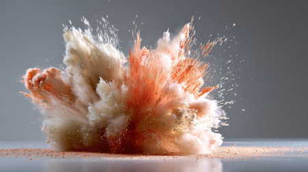 A stunning display of a colorful explosion of powder creating a visual impact, showcasing motion and vibrant particles in a controlled studio setting.の素材