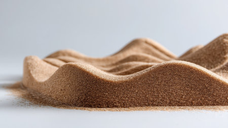 This image showcases fine sand creating smooth, flowing curves resembling gentle dunes on a simple surface, evoking tranquility and natural beauty.の素材