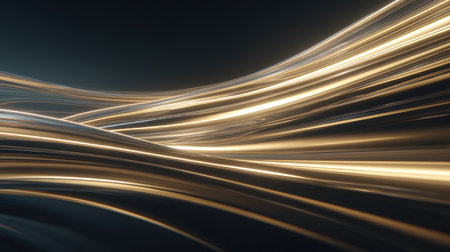 This mesmerizing image features smooth flowing light trails that create dynamic abstract patterns against a dark background, evoking energy and motion.の素材