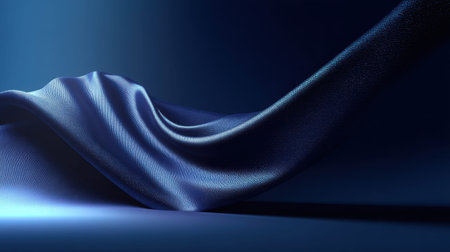 This captivating image showcases a soft blue fabric gracefully draped, highlighting smooth curves and gentle drapes. The interplay of light and shadows adds depth, creating a tranquil visual experience suited for various design projects.の素材