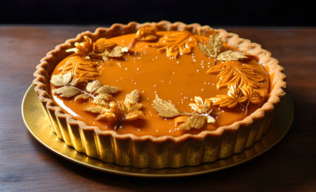 Pumpkin pie with a rich golden filling. Generative AIの素材