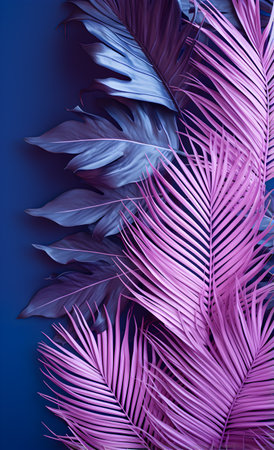 Tropical exotic palm leaf background. Aesthetic minimal floral arrangement. Generative AIの素材