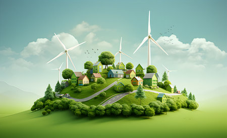 Illustration of an ecological cityの素材