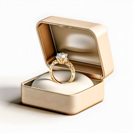 Engagement ring in box, isolated on transparent backgroundの素材