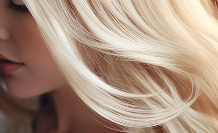 Blonde hair close-up. Hair textureの素材