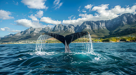 Seascape with Humpback Whale Tail.の素材