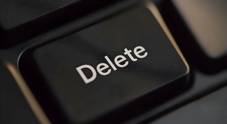 A close-up of the computer's Delete key.の素材