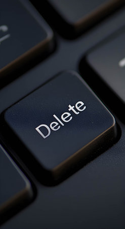 A close-up of the computer's Delete key.の素材
