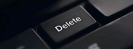 A close-up of the computer's Delete key.の素材