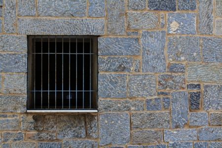 A window grlile of a public house in Agios Nikolaos, Greeceの写真素材