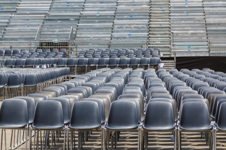 Empty chairs in an open air arena for a festival in Florenceの写真素材