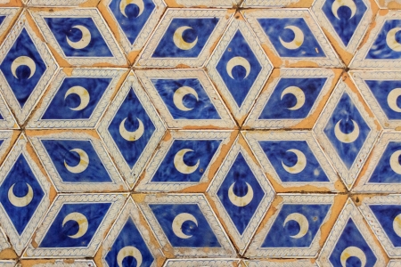 A half moon mosaic pattern on the floor of Siena's domeの写真素材