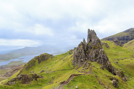 Rock at a mountain called "The Storr" in Scotland on the isle of Skyeの写真素材
