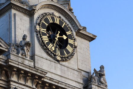 Closeup of Zagreb's cathedral clock and tower - renovated in 2010の写真素材