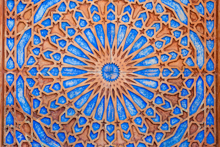 Bright symmetric circle pattern in orange and blue at Castle Miramare, Triest, Italy