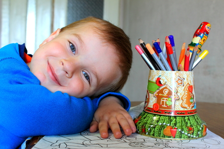Boy paints and joy liveの写真素材