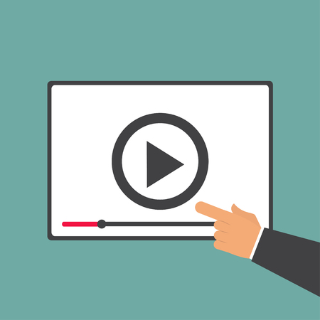 Video player with hand in flat styleのイラスト素材