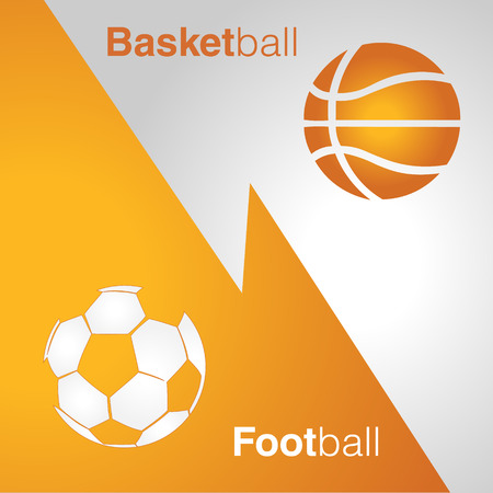 Football and basketball oon orange and light grey backgroundのイラスト素材