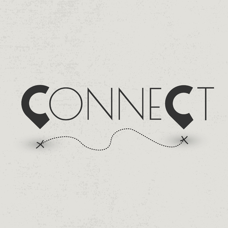 Connect typographic concept with location pins.のイラスト素材