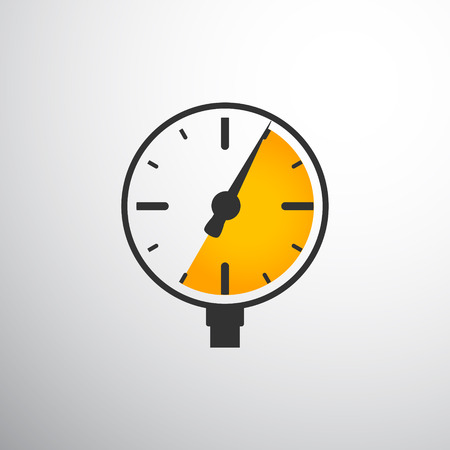 Barometer, pressure gauge. Black and yellow on light backgroundのイラスト素材
