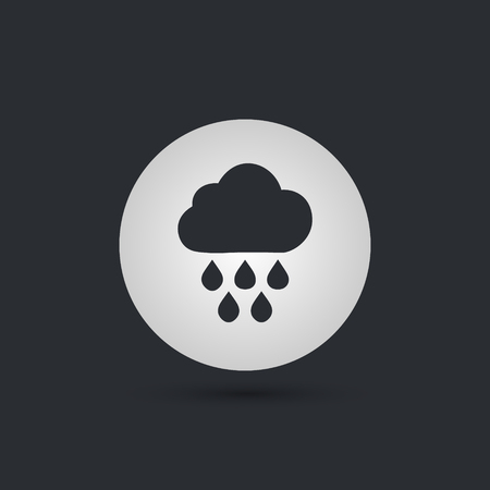 Rain, single flat icon on black background, vector illustration.のイラスト素材