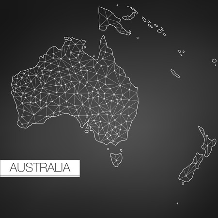 Geometric Australia Continent, Dark Version, clean design, easy to customize templateのイラスト素材