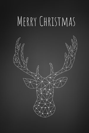 Geometrical Triangle Raindeer Christmas Card on Black Background, card or phone wallpaperのイラスト素材