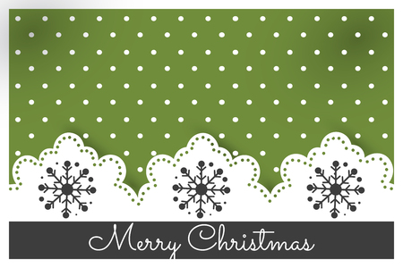 Scrapbook dotted green Christmas card with snowflakesのイラスト素材