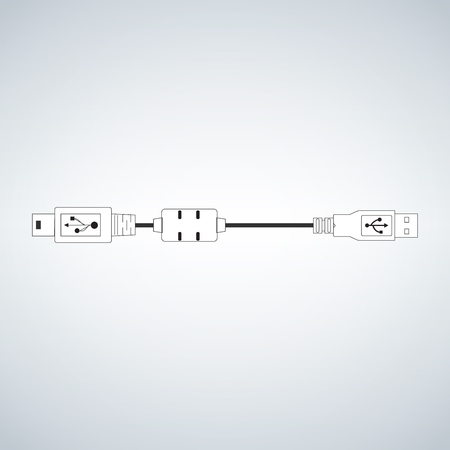 Usb micro cable isolated on white background connectors and sockets for pc and mobile devicesのイラスト素材