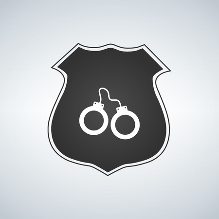 Police badge and handcuffs flat style vector iconのイラスト素材