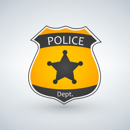 Gold Police department Badge. vector illustration isolated on white backgroundのイラスト素材