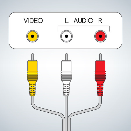 Input rca audio video jacks with cable vector illustrationのイラスト素材