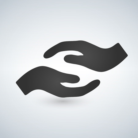 Vector protecting hands icon, isolated on white backgroundのイラスト素材