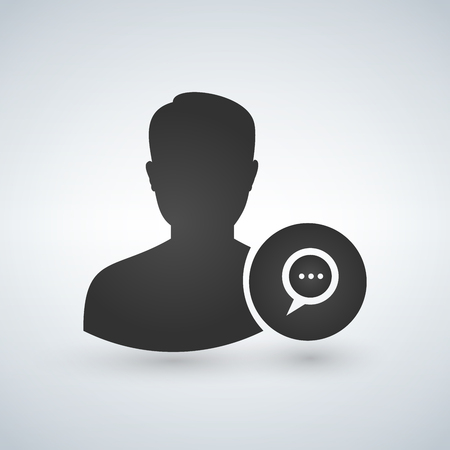 Man User avatar Icon - Person Profile With Chat Bubble Glyph Vector illustration isolated on white backgroundのイラスト素材