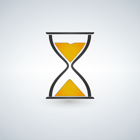 Sand watch icon with long shadow. Flat design style. Sand watch silhouette. Simple icon. Modern flat icon in stylish colors. Web site page and mobile app design element.のイラスト素材