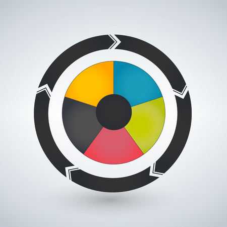 Round chart divided into 5 sectors. Modern infographic design template. Vector illustration for web presentationのイラスト素材
