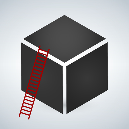 Cube with red ladders, concept successのイラスト素材