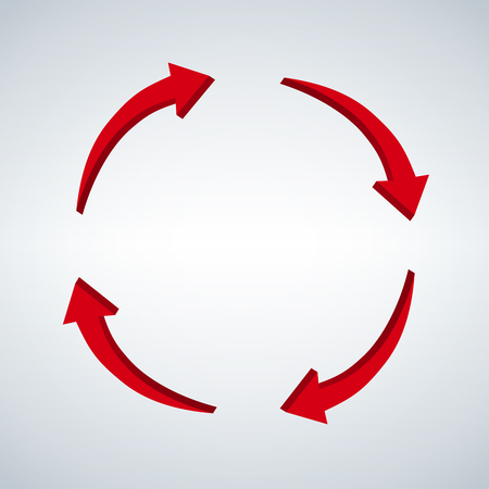 Set of four 3d recycle icons, infographic arrows.のイラスト素材