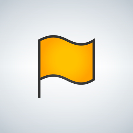 Simple illustration of yellow flag on white background. Mark label symbol.のイラスト素材