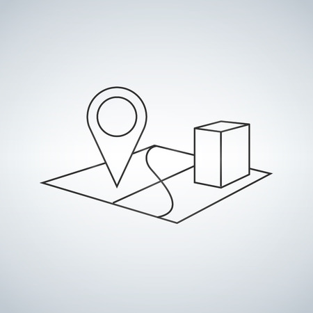 3d map pointer line icon, mobile gps navigation and location, vector graphics, a linear pattern on a white backgroundのイラスト素材