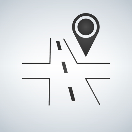3d road with map pin on white background. vector illustrationのイラスト素材
